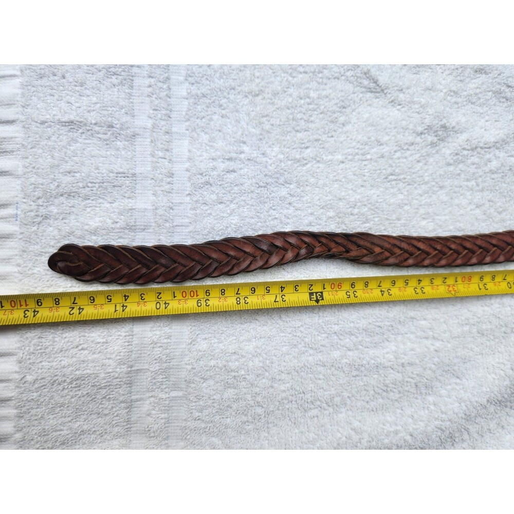 J. Crew Women's Braided Brown Leather Belt Size XS S Brass Buckle Woven Boho - Picture 6 of 6